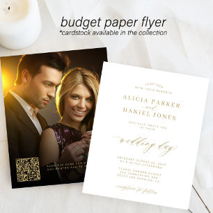 Flyer Convite de casamento com código QR orçamentário em
