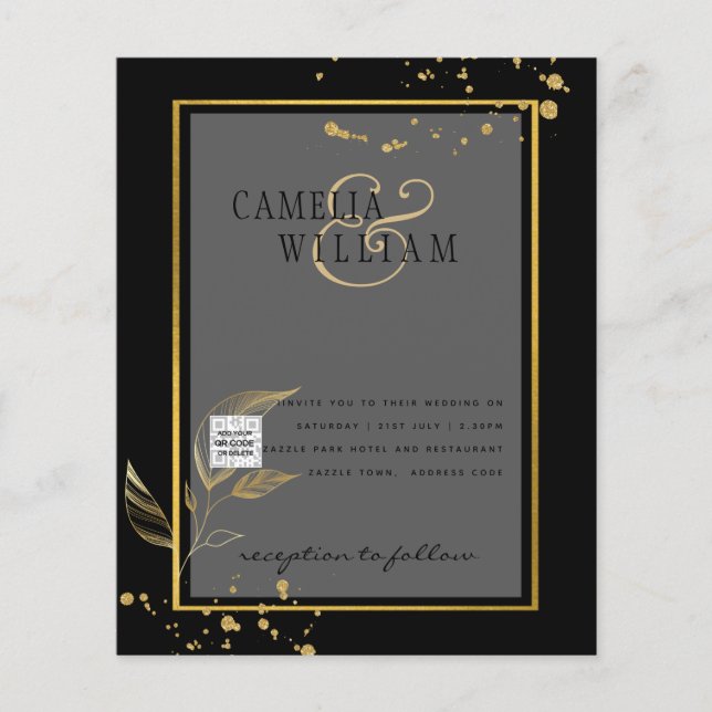 Flyer Convite de Casamento com Código QR para Economizar (Frente)