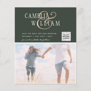 Flyer Convite de Casamento com Código QR para Economizar