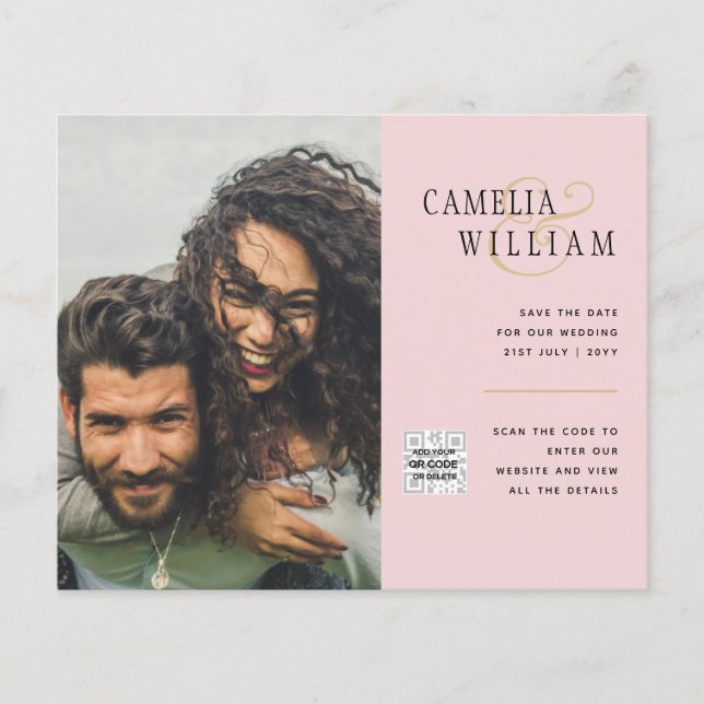 Flyer Convite de Casamento com Código QR para Economizar (Frente)