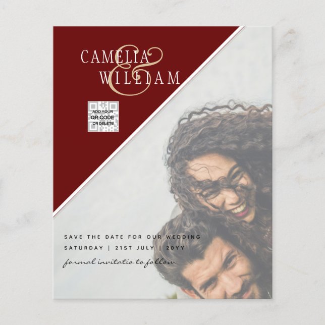 Flyer Convite de Casamento com Código QR para Economizar (Frente)