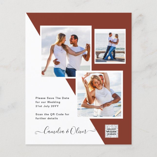Flyer Convite de Casamento com Código QR para Economizar (Frente)