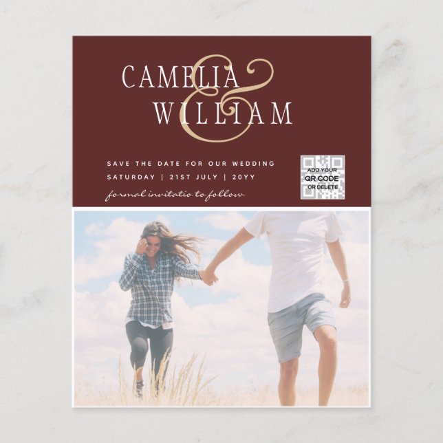 Flyer Convite de Casamento com Código QR para Economizar (Frente)