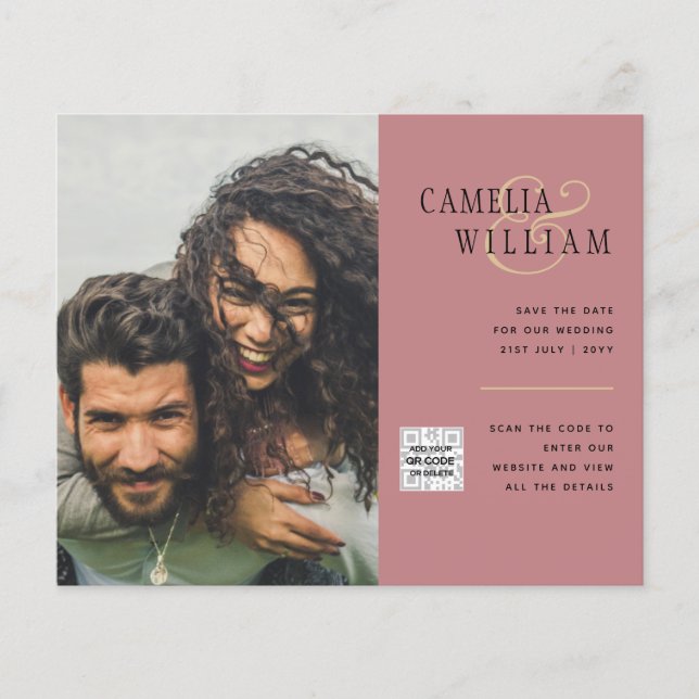 Flyer Convite de Casamento com Código QR para Economizar (Frente)