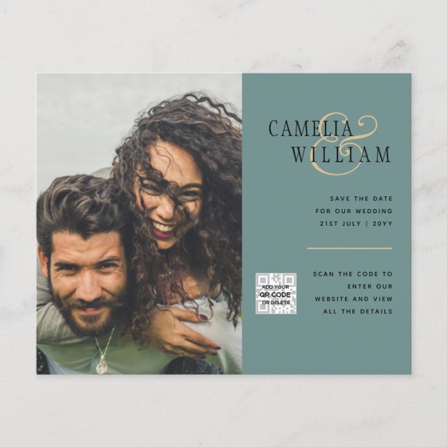 Flyer Convite de Casamento com Código QR para Economizar (Frente)