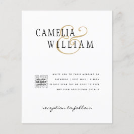 Flyer Convite de Casamento com Código QR para Economizar
