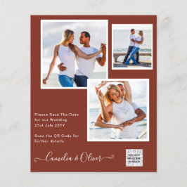 Flyer Convite de Casamento com Código QR para Salvar a D