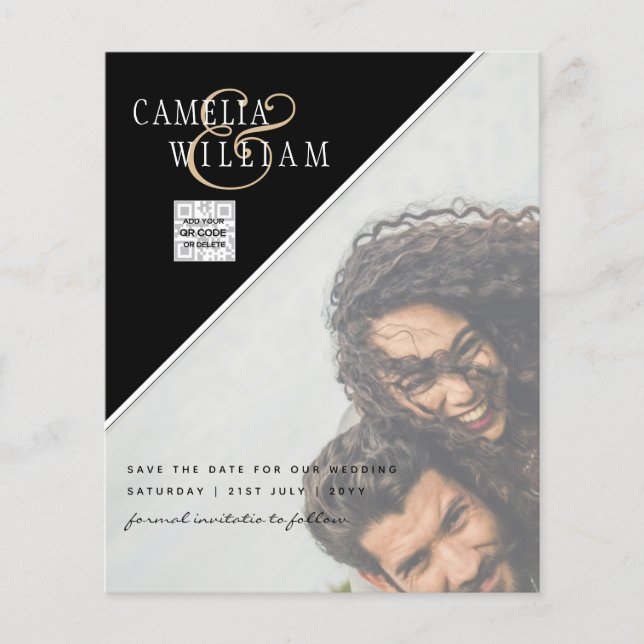 Flyer Convite de Casamento com Código QR para Salvar a D (Frente)
