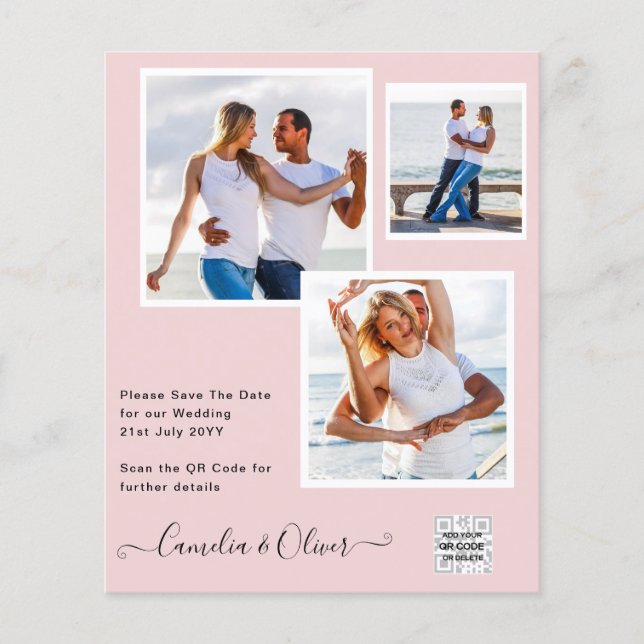 Flyer Convite de Casamento com Código QR para Salvar a D (Frente)
