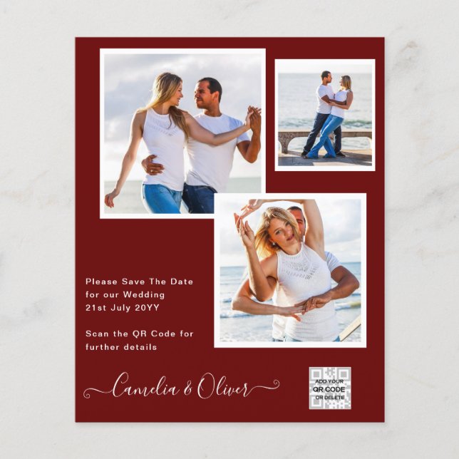 Flyer Convite de Casamento com Código QR para Salvar a D (Frente)