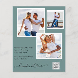 Flyer Convite de Casamento com Código QR para Salvar a D