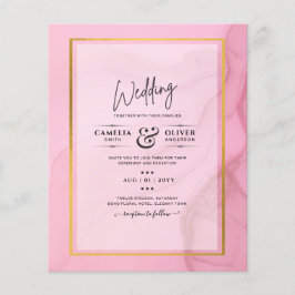 Flyer Convite de Casamento com Efeito Ombre Rosa Bege Le
