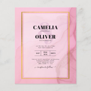 Flyer Convite de Casamento com Efeito Ombre Rosa Dourado