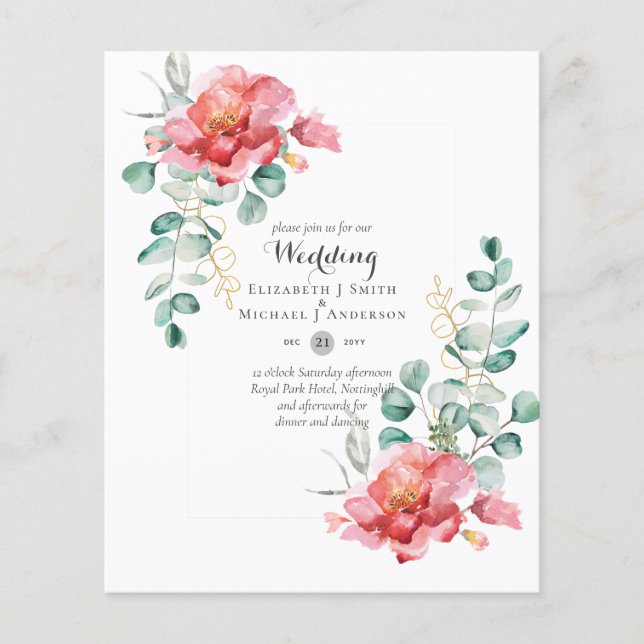 Flyer CONVITE DE CASAMENTO com Floral de Eucalipto com O (Frente)
