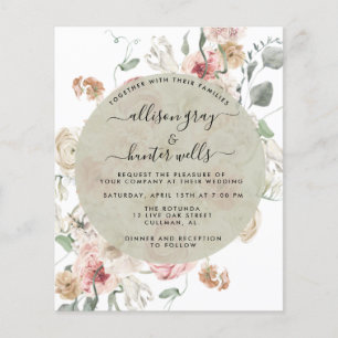 Flyer Convite de Casamento com Flores Orçamentárias   Fo