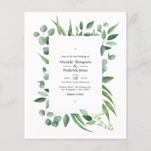 Flyer Convite de Casamento com Folhagem de Eucalipto