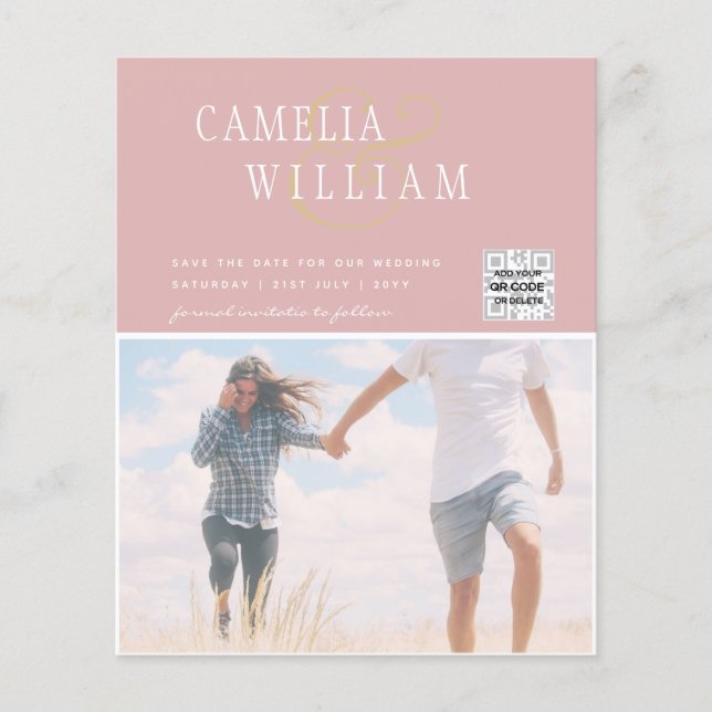 Flyer Convite de Casamento com Foto e Código QR para Sal (Frente)