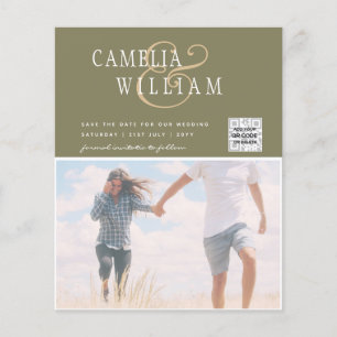 Flyer Convite de Casamento com Foto e Código QR para Sal