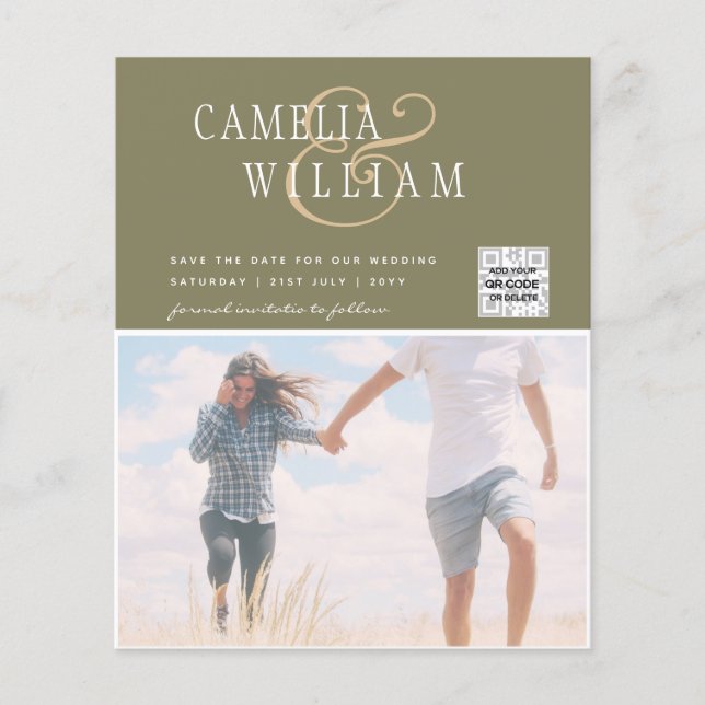 Flyer Convite de Casamento com Foto e Código QR para Sal (Frente)