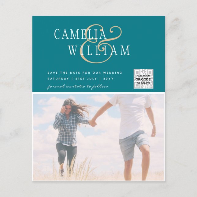 Flyer Convite de Casamento com Foto ECONOMICO Código QR  (Frente)