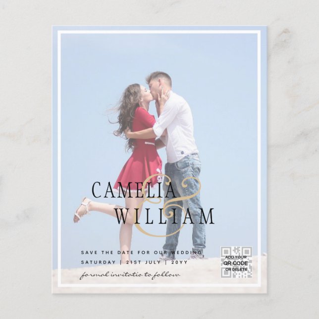 Flyer Convite de Casamento com Foto ECONOMICO Código QR  (Frente)