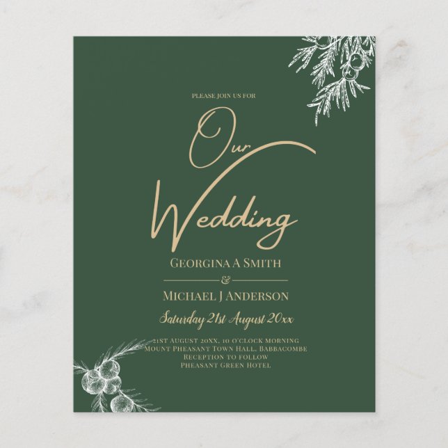 Flyer Convite de casamento com foto orçamento VERDE (Frente)