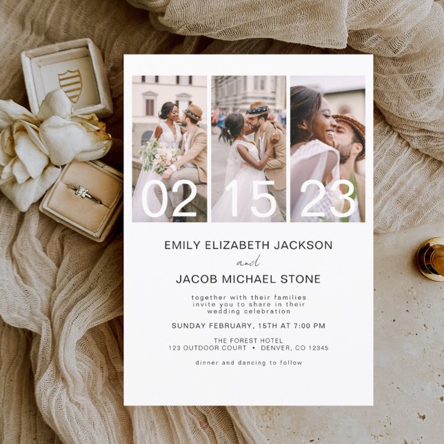 Flyer Convite de Casamento com Foto Preto e Branco Econô (Criador carregado)