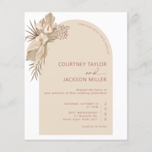 Flyer Convite de Casamento com Grama de Pampas e Arco Bo