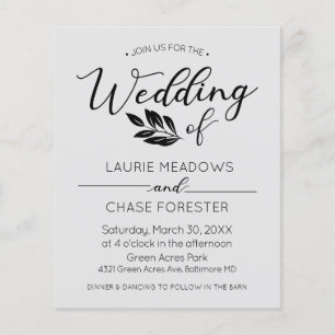 Flyer Convite de Casamento com Orçamento Mínimo para Ram