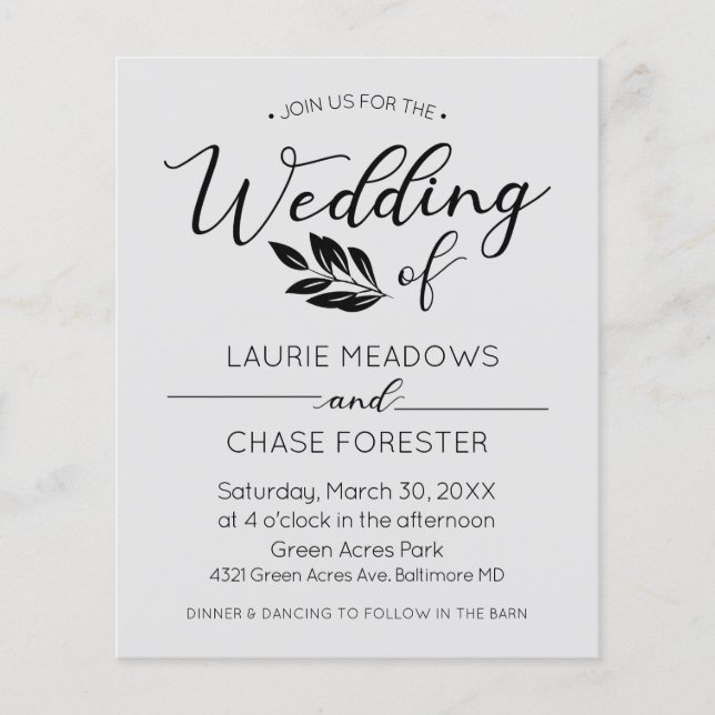 Flyer Convite de Casamento com Orçamento Mínimo para Ram (Frente)