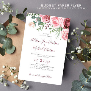 Flyer Convite de casamento com pintura em aquarela flora