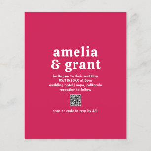 Flyer Convite de Casamento com QR Code Viva Magenta Econ