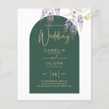 Convite de casamento da WISTERIA Dourada Púrpura L