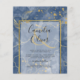 Flyer Convite de casamento de Abstrato de TINTA Dourada 