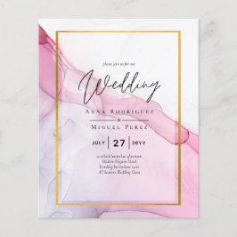 Flyer Convite de casamento de Abstrato de Tinta Púrpura