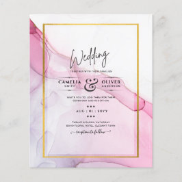 Flyer Convite de casamento de Abstrato de Tinta Púrpura