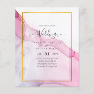Flyer Convite de casamento de Abstrato de Tinta Púrpura