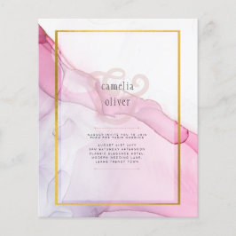 Flyer Convite de casamento de Abstrato de Tinta Púrpura