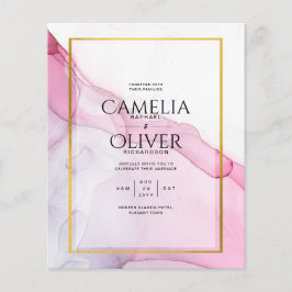 Flyer Convite de casamento de Abstrato de Tinta Púrpura
