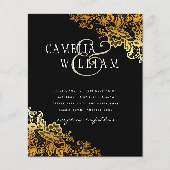Flyer CONVITE DE CASAMENTO de Ampersand Clássico de Lace (Frente)