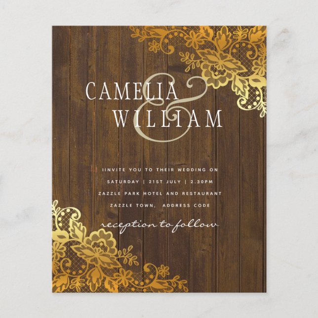 Flyer CONVITE DE CASAMENTO de Ampersand Clássico de Lace (Frente)