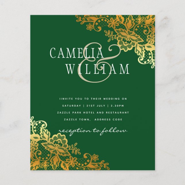 Flyer CONVITE DE CASAMENTO de Ampersand Clássico de Lace (Frente)