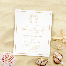 Flyer Convite de casamento de Beige Beige em Praia