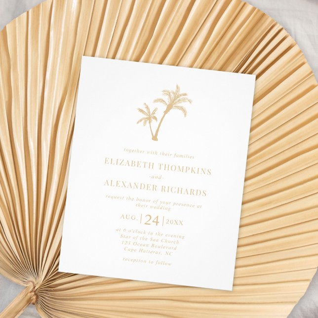 Flyer Convite de casamento de Beige Tropical de Praia de (Criador carregado)