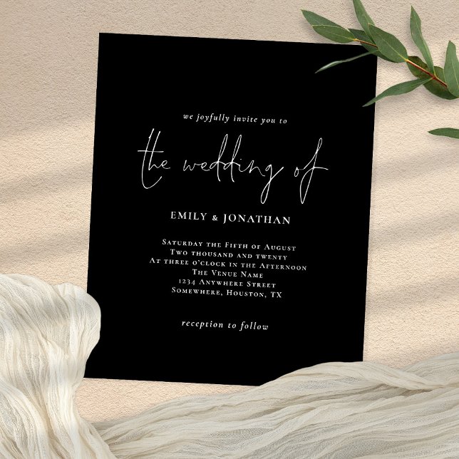 Flyer Convite de casamento de Código QR Preto Branco Sim (Criador carregado)