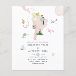 Flyer Convite de Casamento de Destino no Mapa de Rio em 