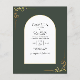 Flyer Convite de casamento de Ênfase Dourada multifuncio