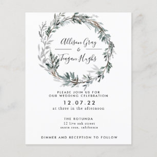 Flyer Convite de Casamento de fosco Wreath   Orçamento