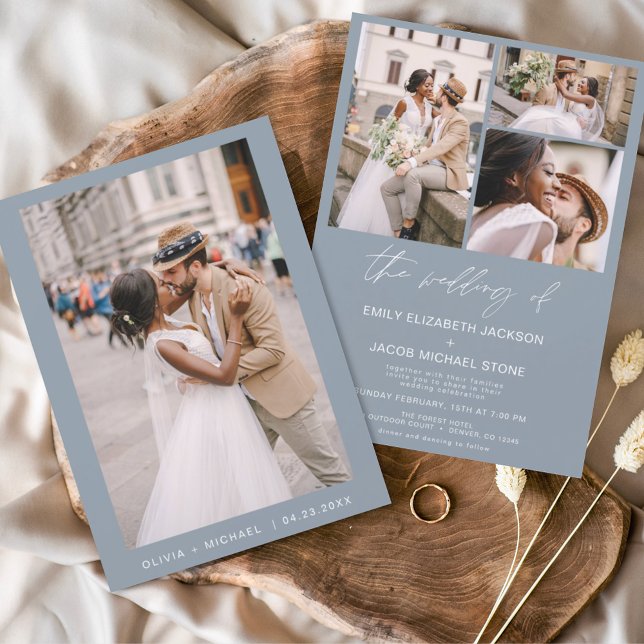 Flyer Convite De Casamento De Foto Azul Com Dusty (Criador carregado)