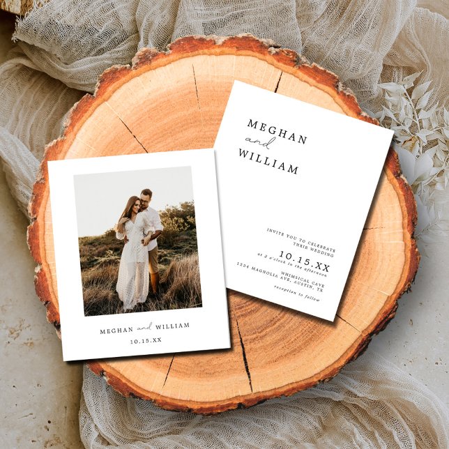 Flyer Convite de Casamento de Foto Boho Mínimo de Orçame (Criador carregado)